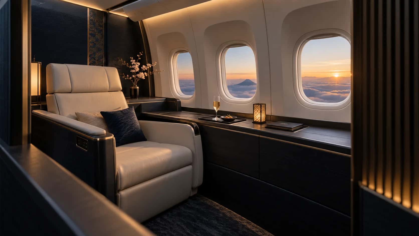 ANA First Class, The Suite cabin, private suite interior on ANA