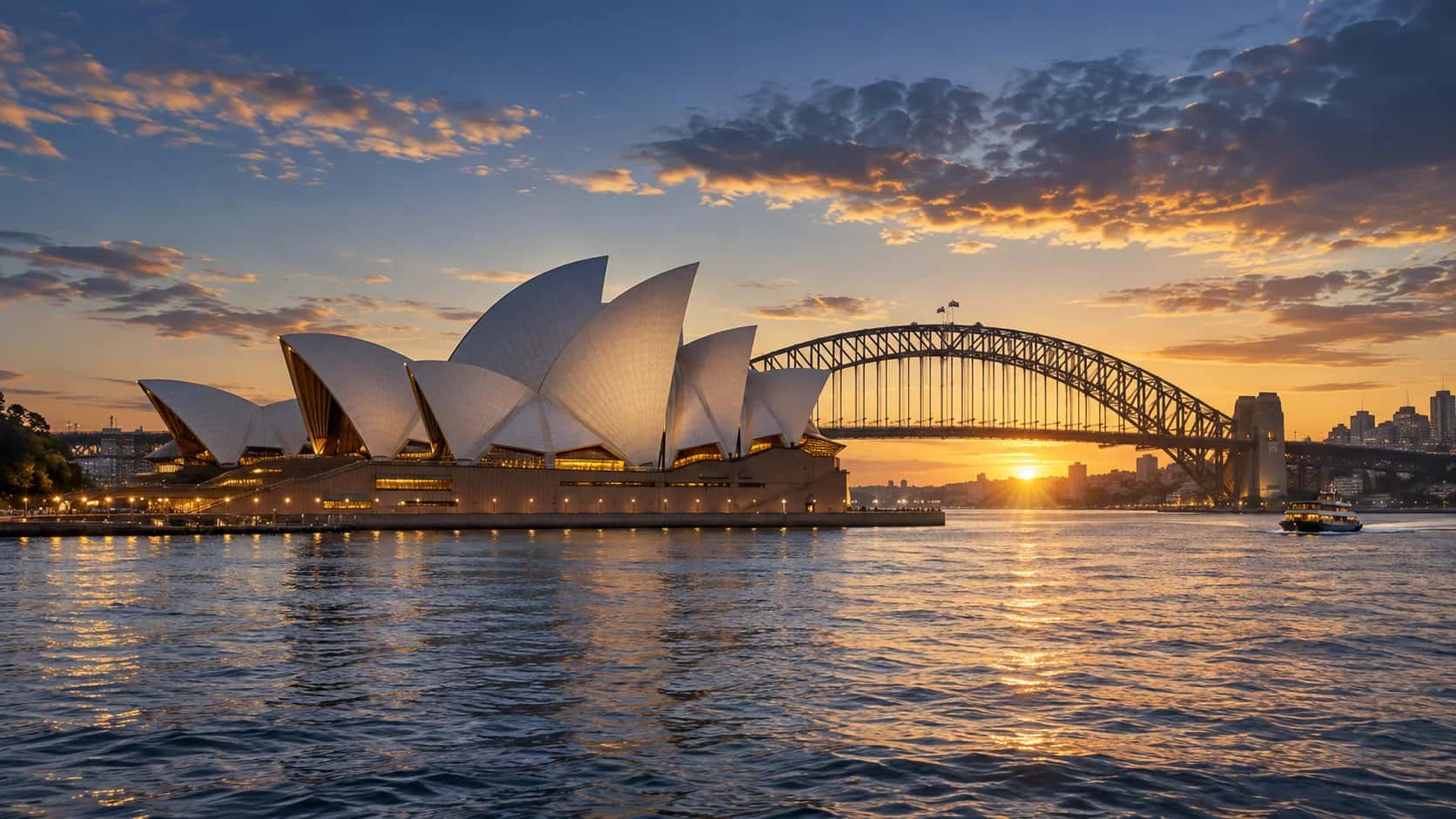 Cityscape of Sydney, Australia, arrival city for this First Class route