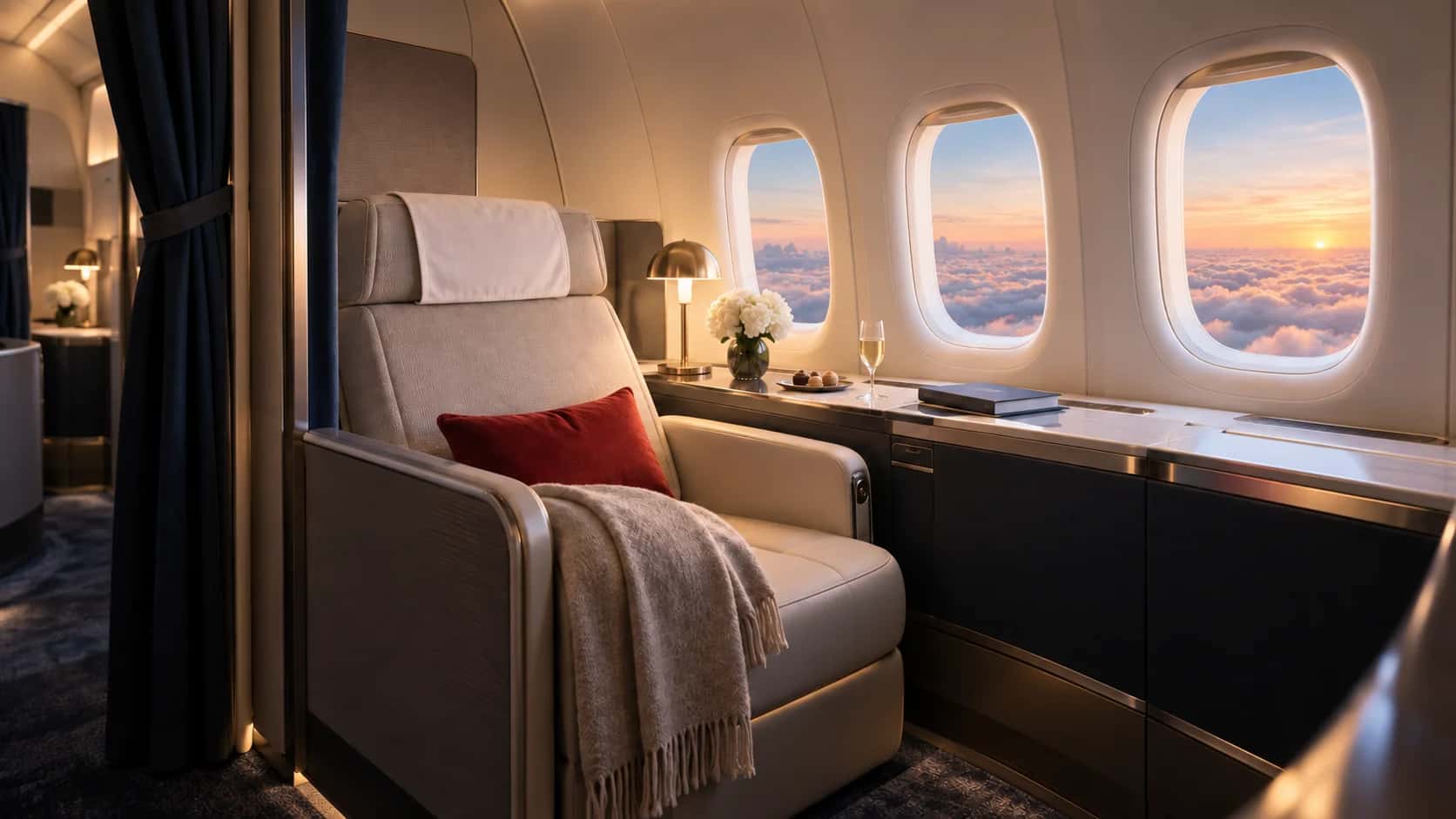Air France La Première cabin, private suite interior on Air France