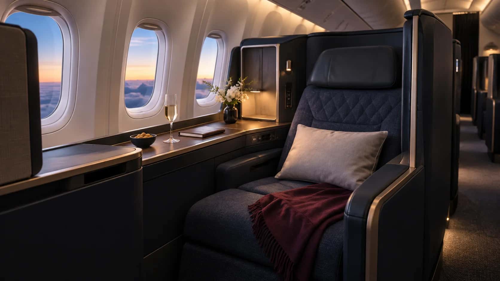 Delta One cabin, private suite interior on Delta Air Lines