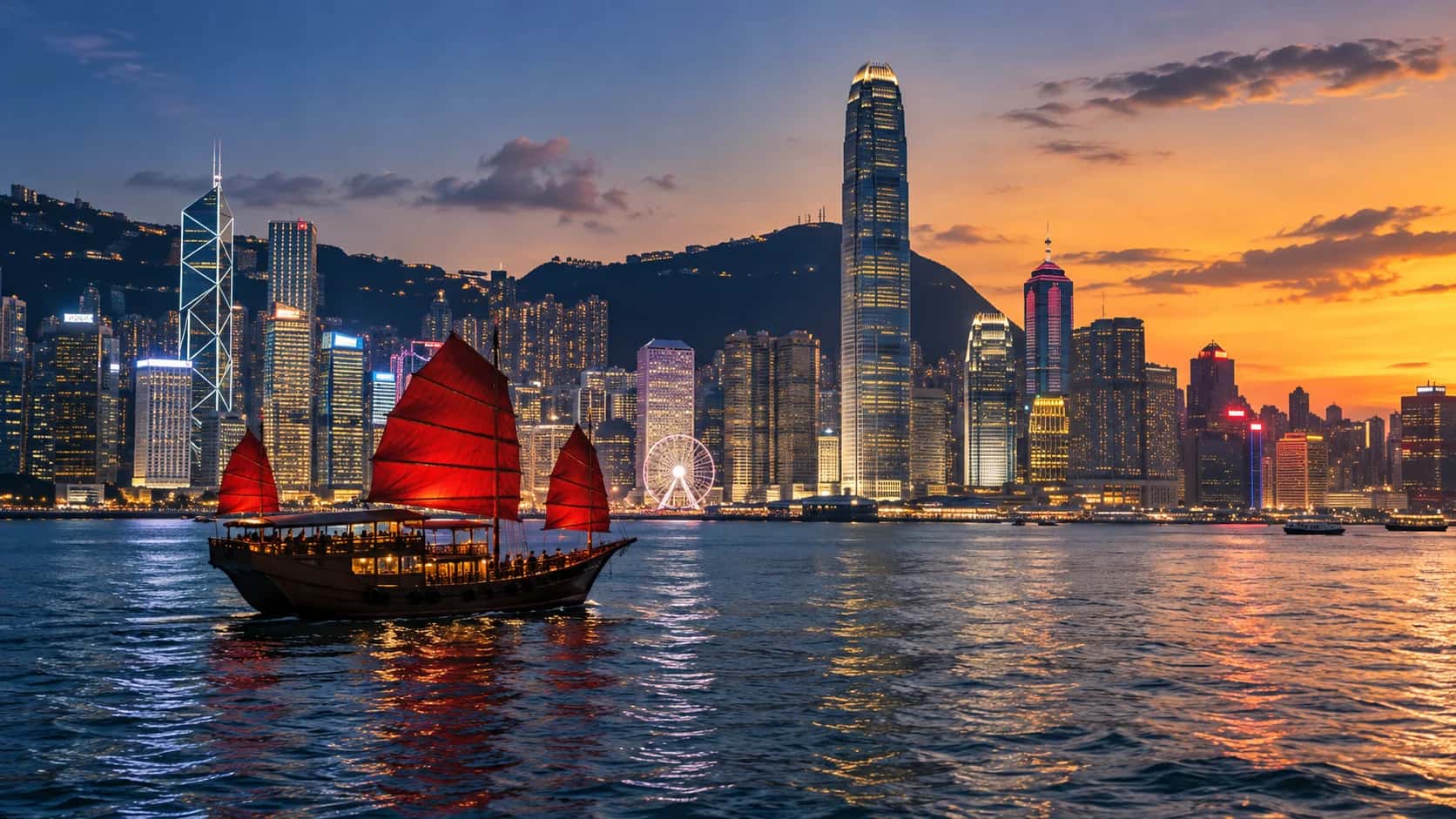 Cityscape of Hong Kong, Hong Kong SAR, China, arrival city for this First Class route