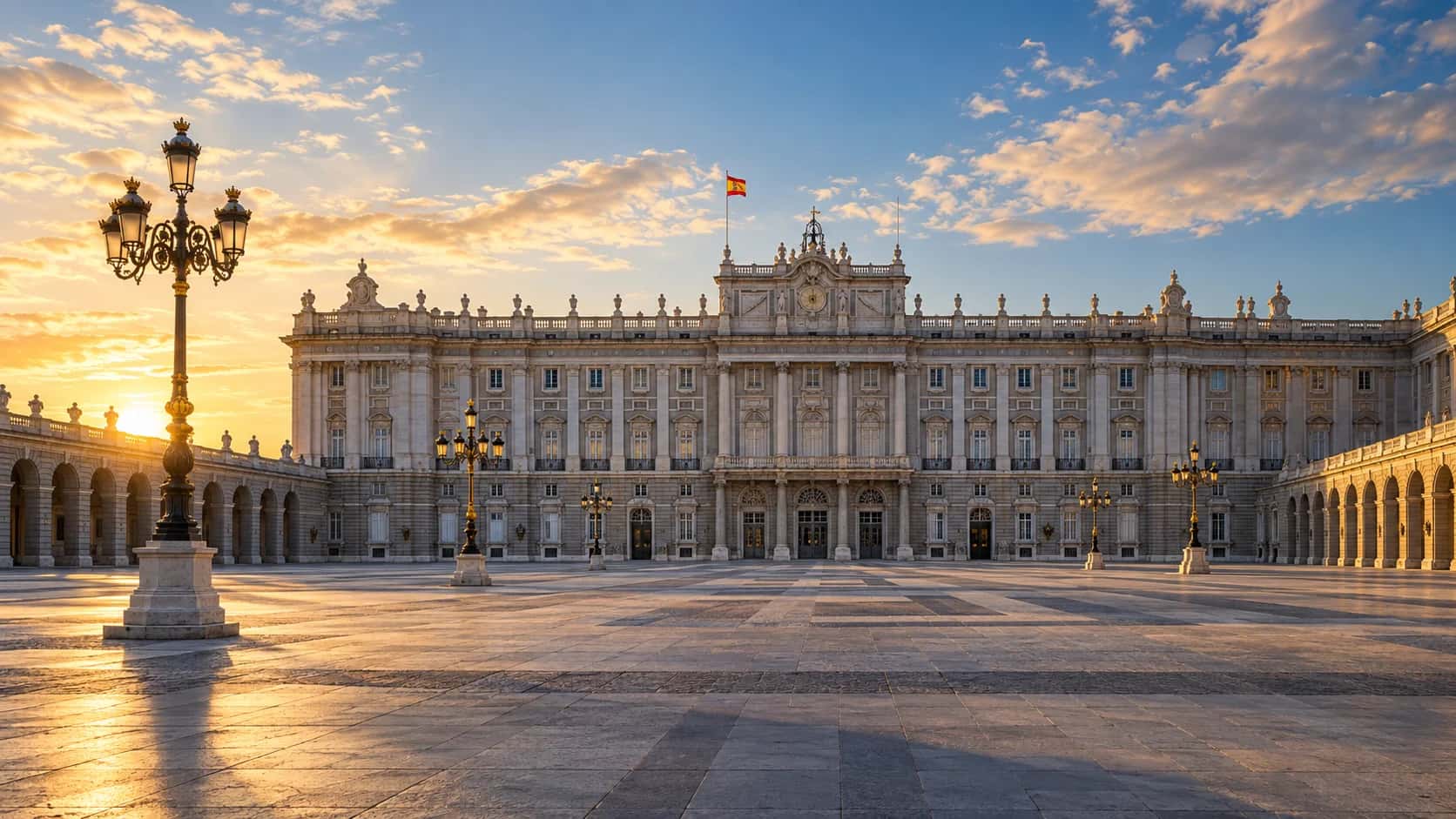 Cityscape of Madrid, Spain, arrival city for this First Class route