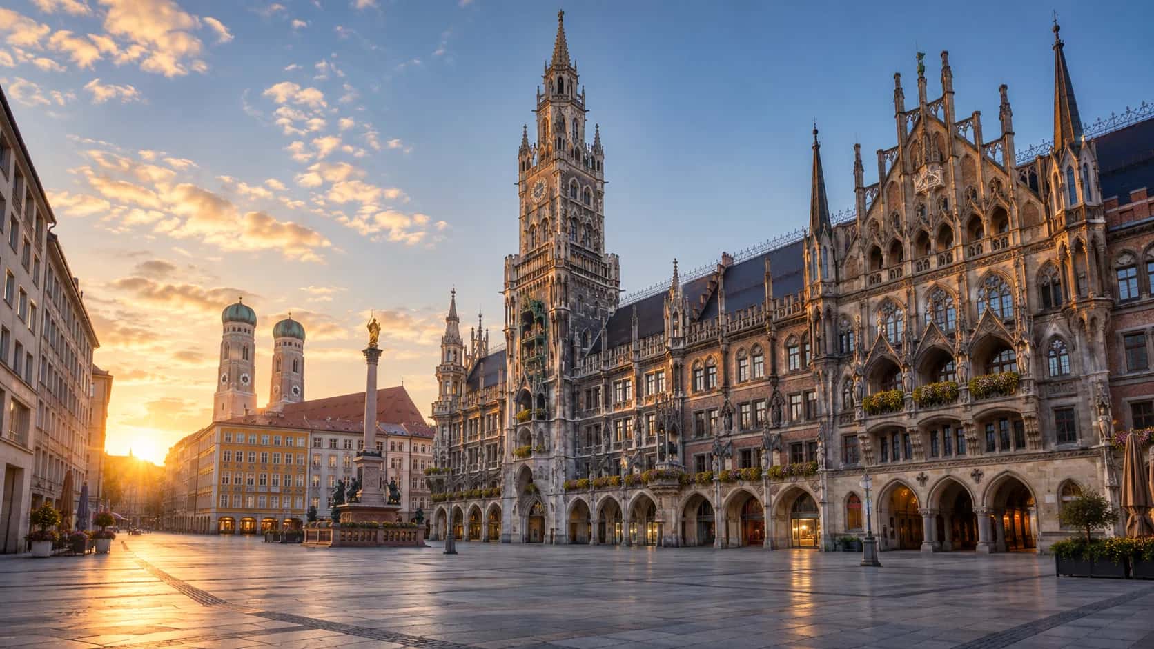 Cityscape of Munich, Germany, arrival city for this First Class route