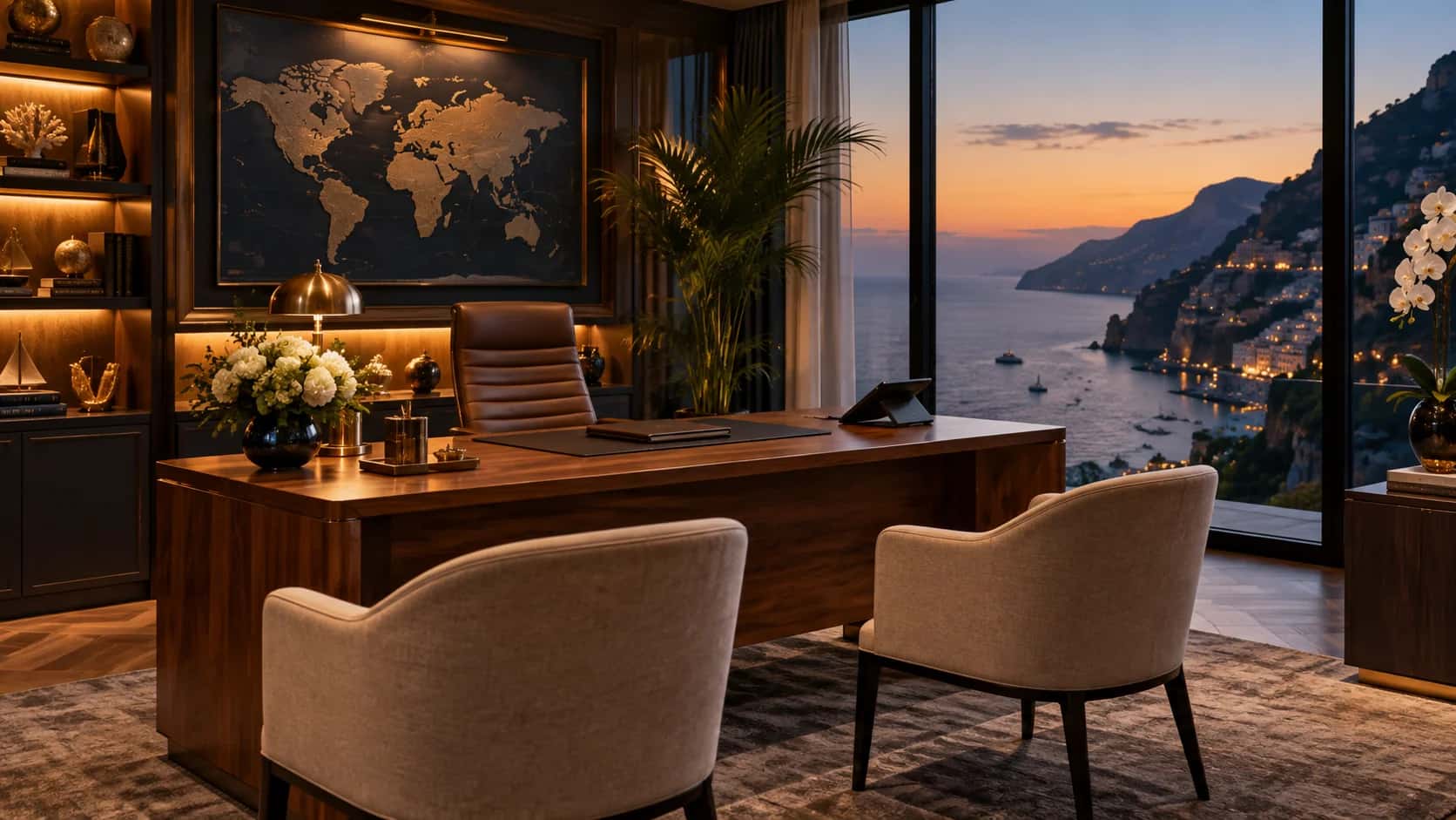First Class travel specialist on a call with a client